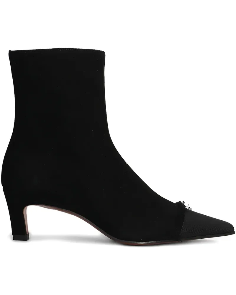 FESTA Milano Ausgefranste Evari Stiefel mit spitzer Kappe 50mm - Schwarz Schwarz
