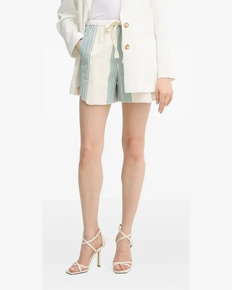 forte_forte Kurze Stripe Shorts mit Wellensaum - Nude Nude