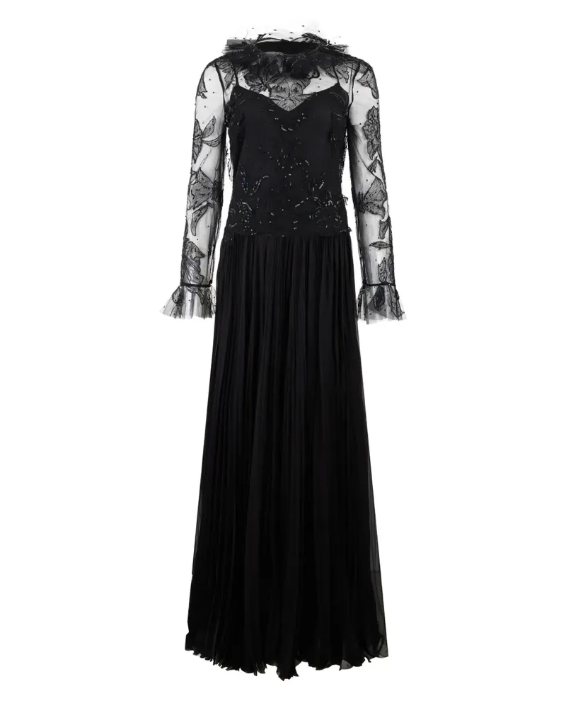 Valentino Garavani pleat-detail embellished dress - Schwarz Schwarz