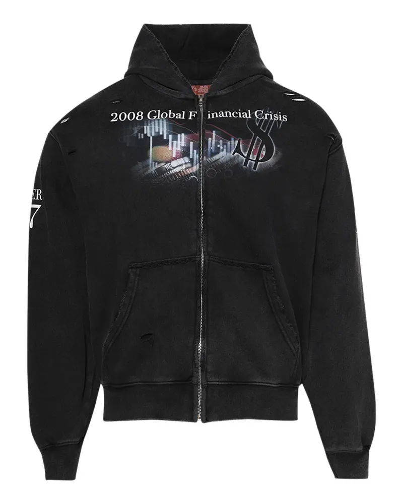 Praying Destroyed Financial Crisis Destroyed Hoodie - Schwarz Schwarz