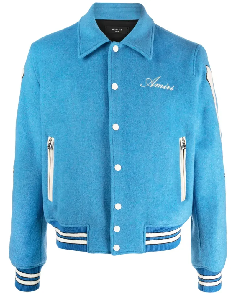 Amiri Bomberjacke mit Knochen-Patches - Blau Blau