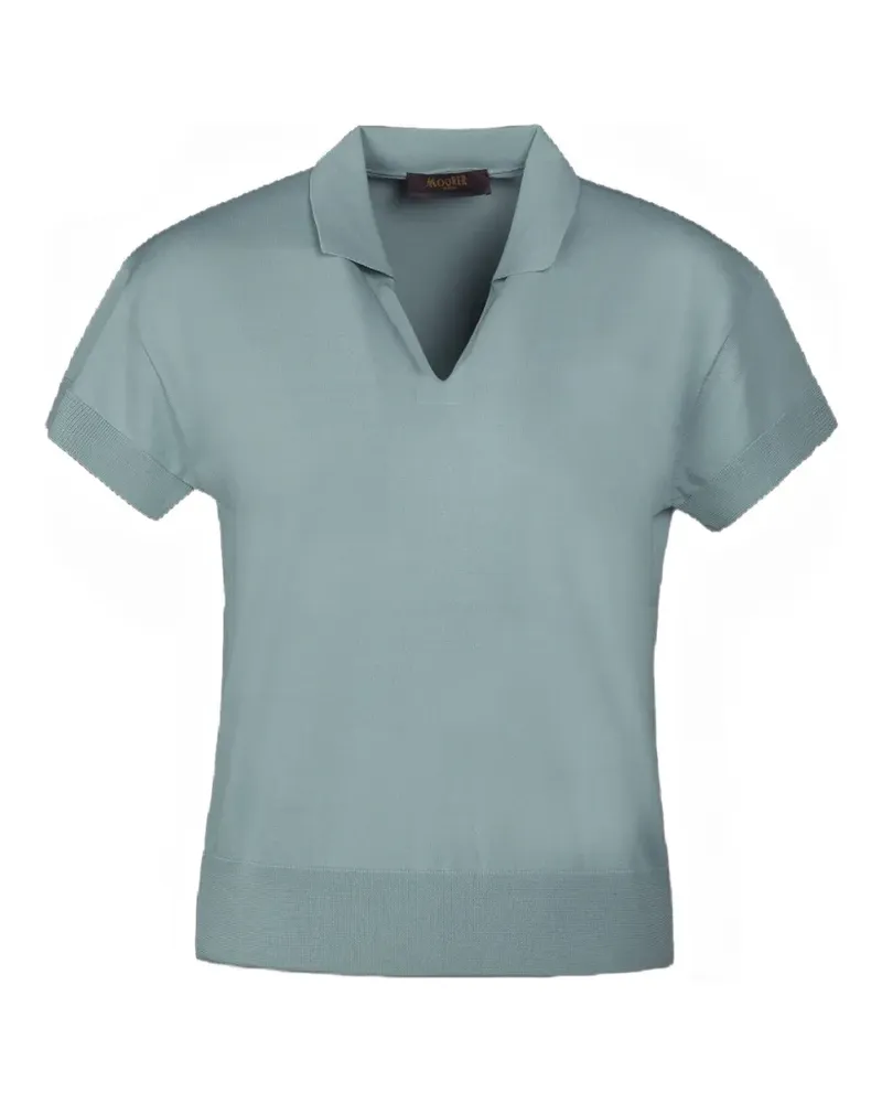 MOORER Danica-Cre V-neck collar polo - Blau Blau
