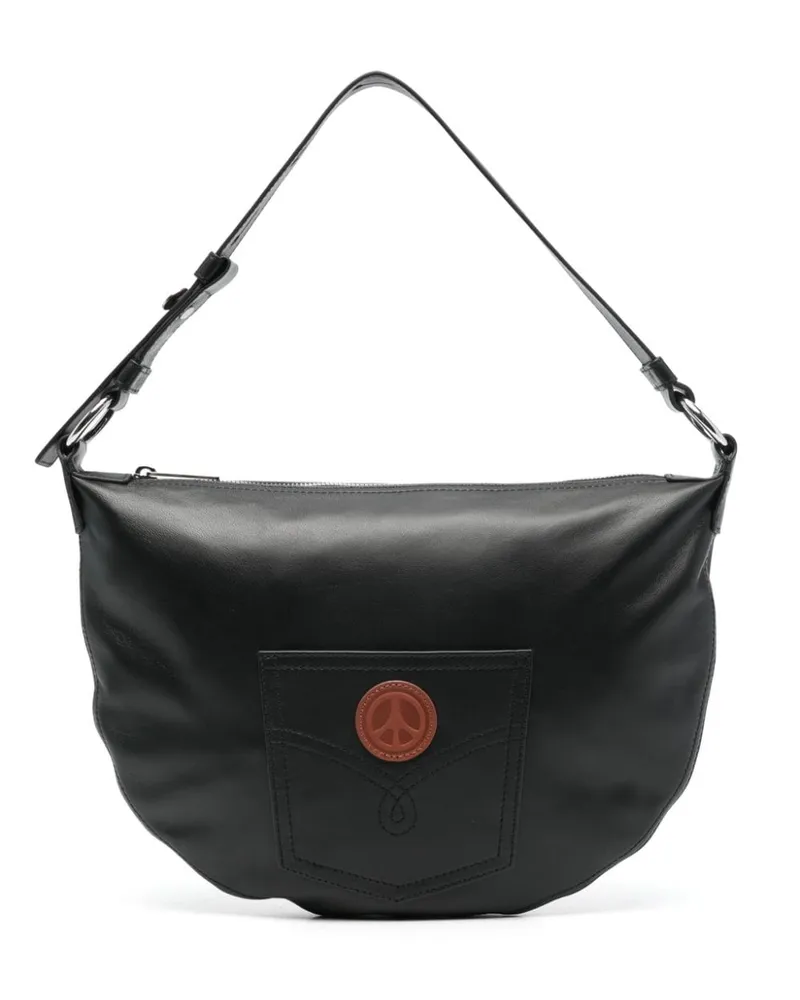 Moschino Schultertasche mit Logo-Applikation - Schwarz Schwarz