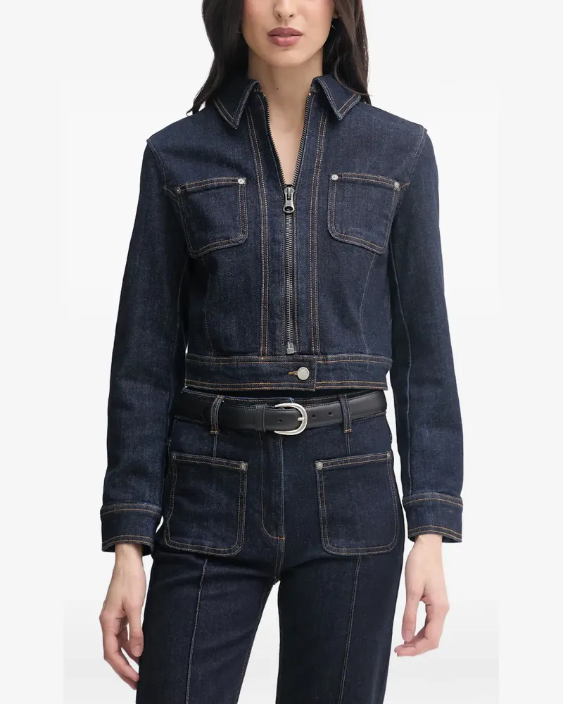 Benetton cropped zip-up denim jacket - Blau Blau