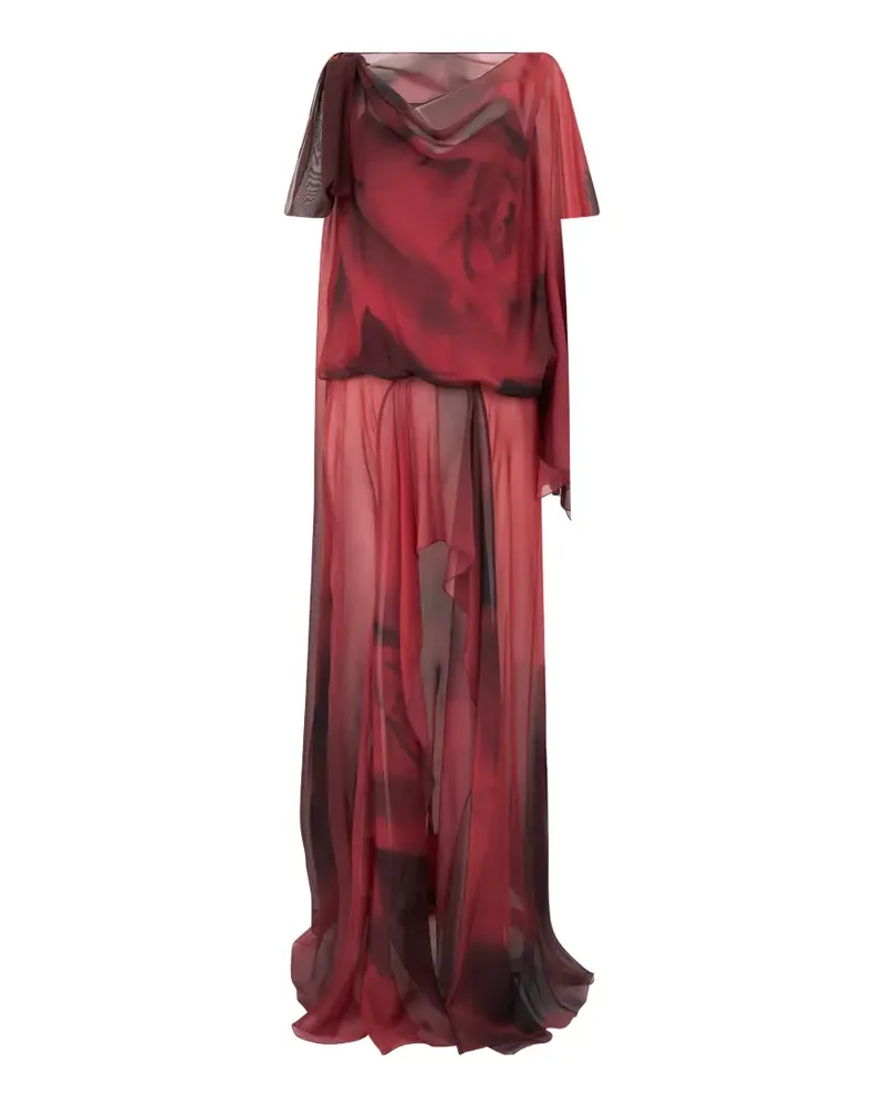 Alberta Ferretti Seidenmaxikleid mit Print - Rot Rot