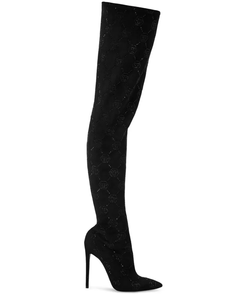 Philipp Plein Stiefel mit Monogrammmuster 120mm - Schwarz Schwarz