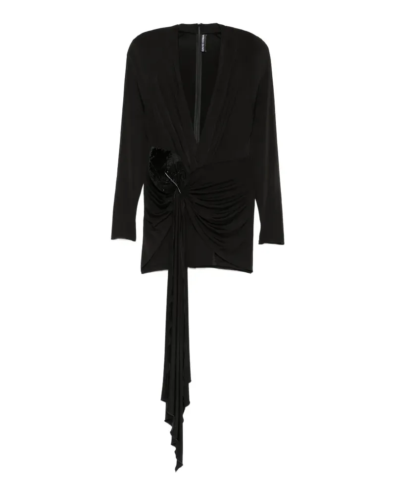 David Koma Verziertes Midikleid - Schwarz Schwarz