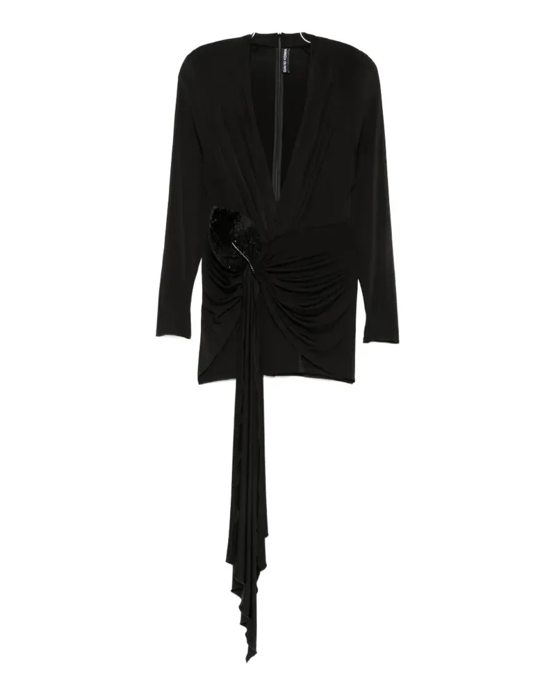 David Koma Verziertes Midikleid - Schwarz Schwarz