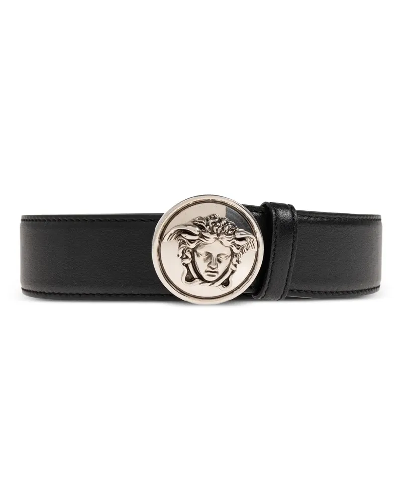 Versace logo-buckle leather belt - Schwarz Schwarz