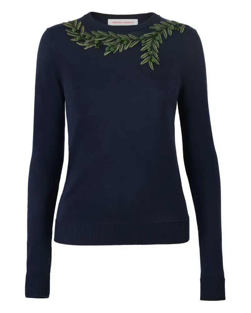 Carolina Herrera New York Pullover mit Olivenzweig-Stickerei - Blau Blau