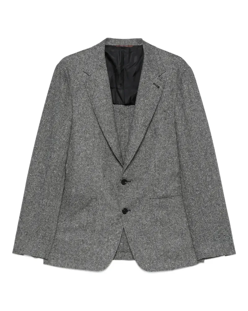 Canali Kei Sakko mit Fischgrätenmuster - Grau Grau