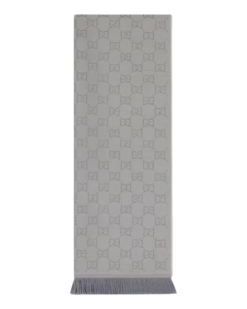 Gucci fringed GG-motif scarf - Grau Grau
