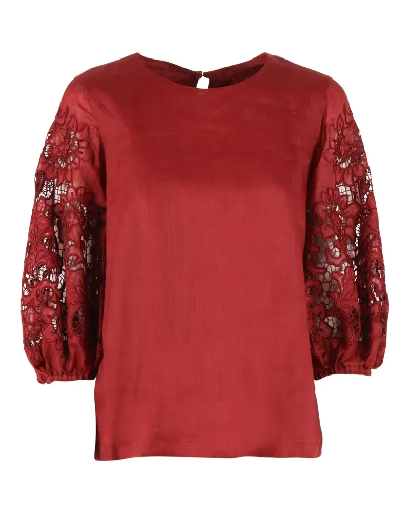Max Mara MstOrdine lace-sleeve top - Rot Rot