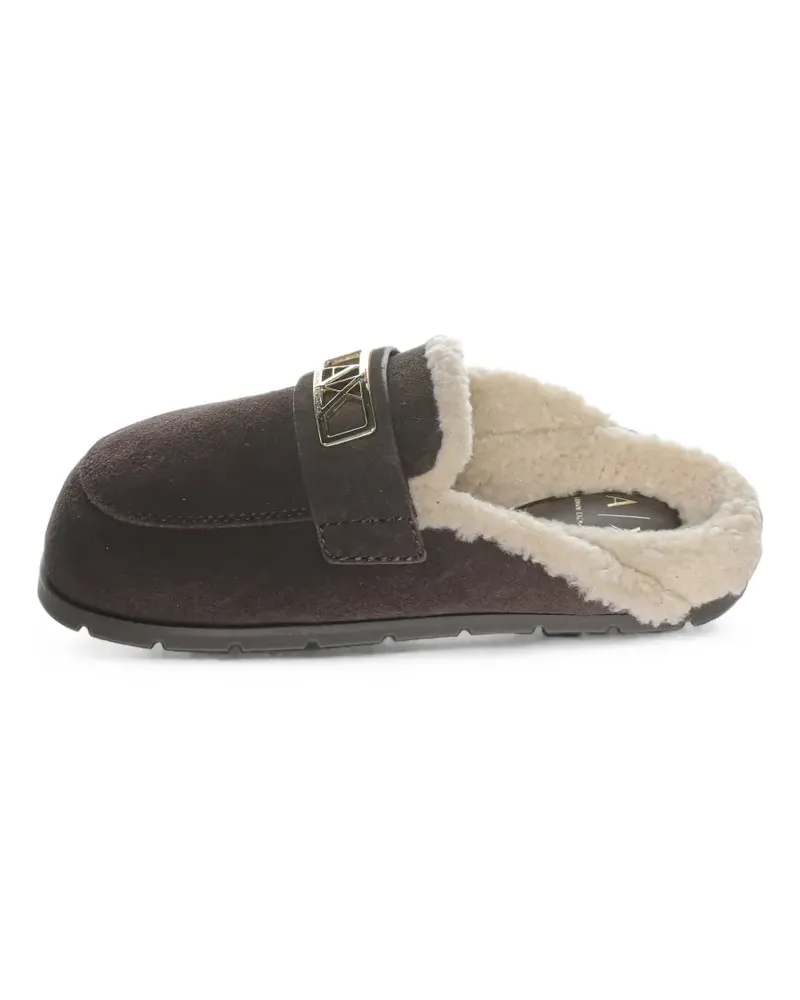 Armani Exchange logo-plaque flat mules - Braun Braun