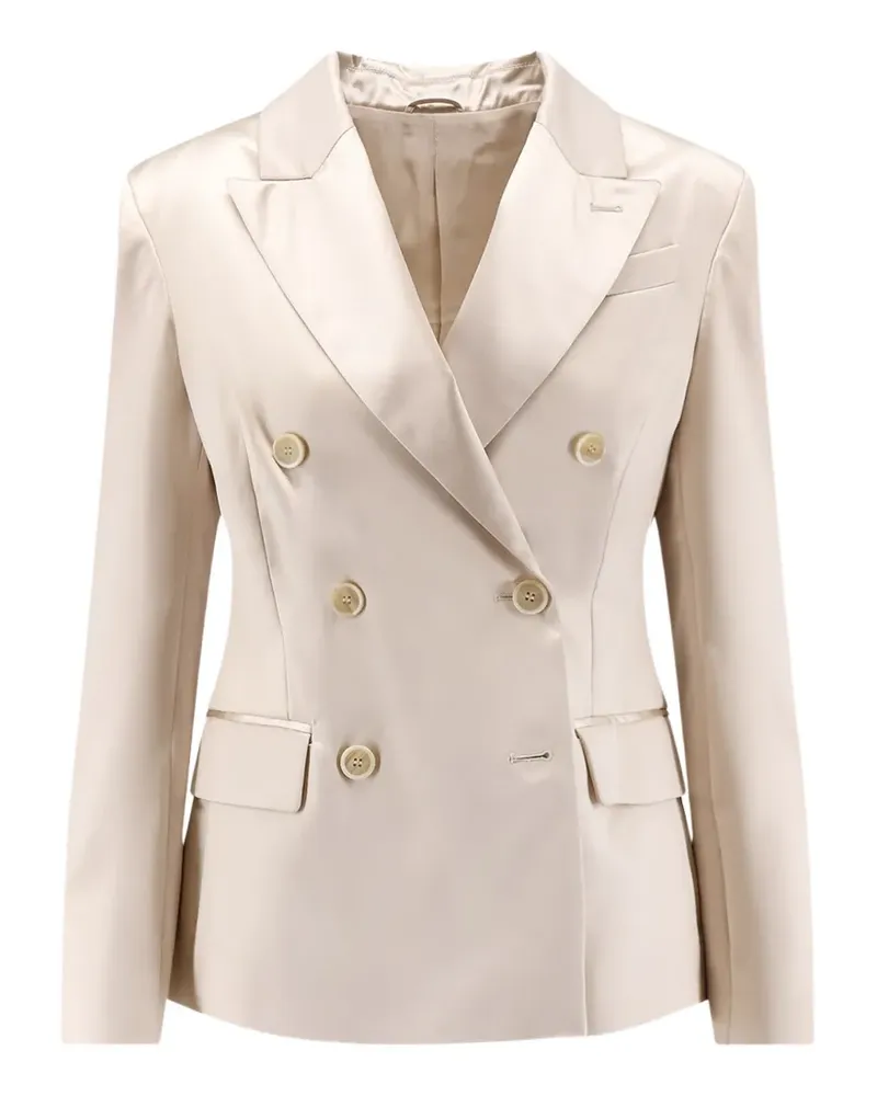 Brunello Cucinelli double-breasted satin-finish blazer - Nude Nude
