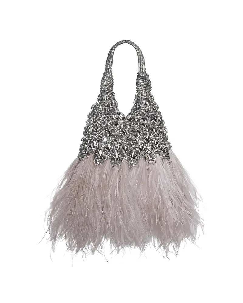 HIBOURAMA Mini Vannifique Tote Bag mit Verzierung - Silber Silber