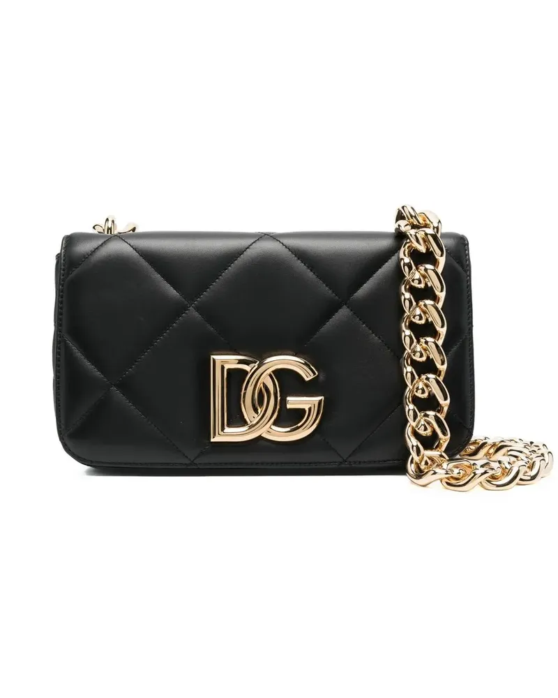 Dolce & Gabbana Schultertasche mit DG-Schild - Schwarz Schwarz