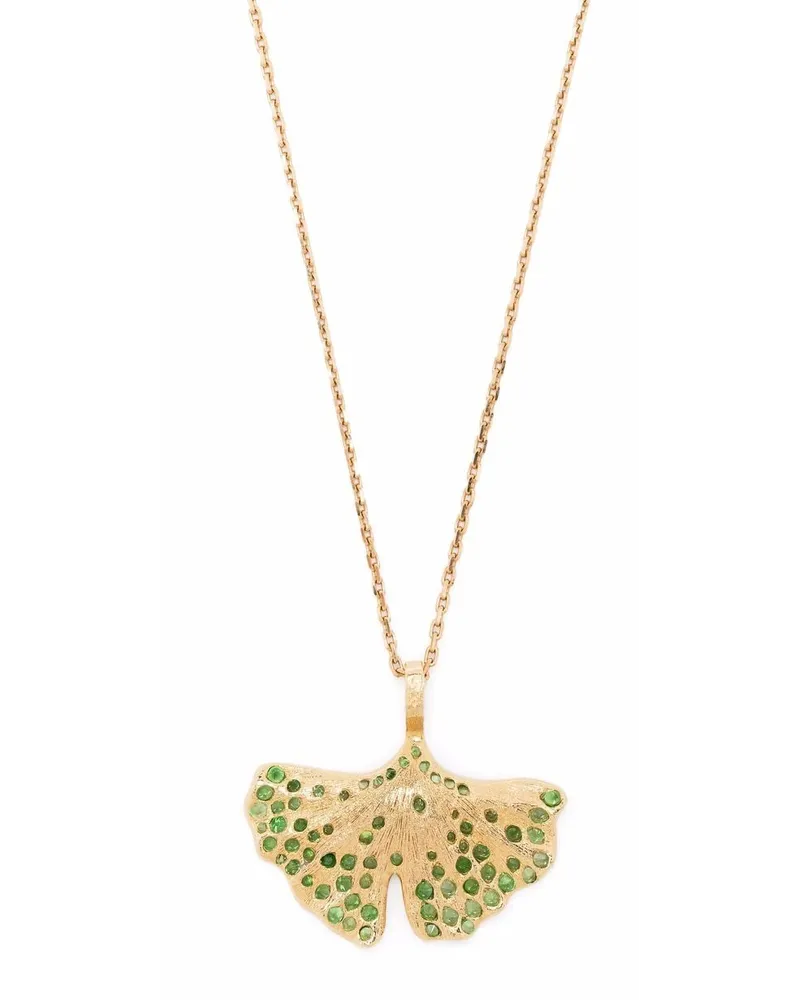 Aurélie Bidermann 18kt Gingko Gelbgoldhalskette mit Tsavorit Gold