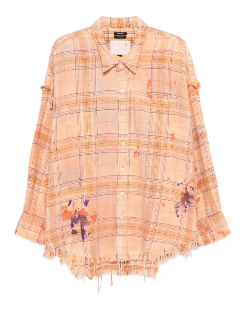 R13 plaid frayed shirt - Orange Orange