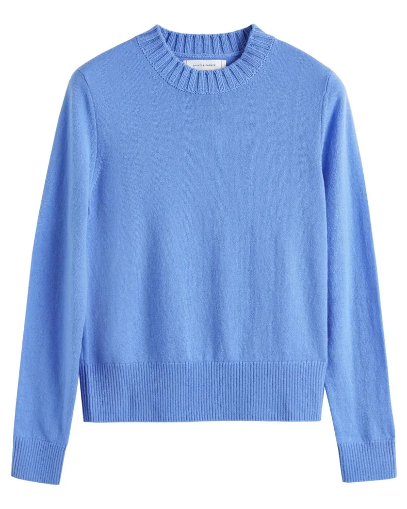 Chinti & Parker Cropped-Pullover mit Rundhalsausschnitt Blau