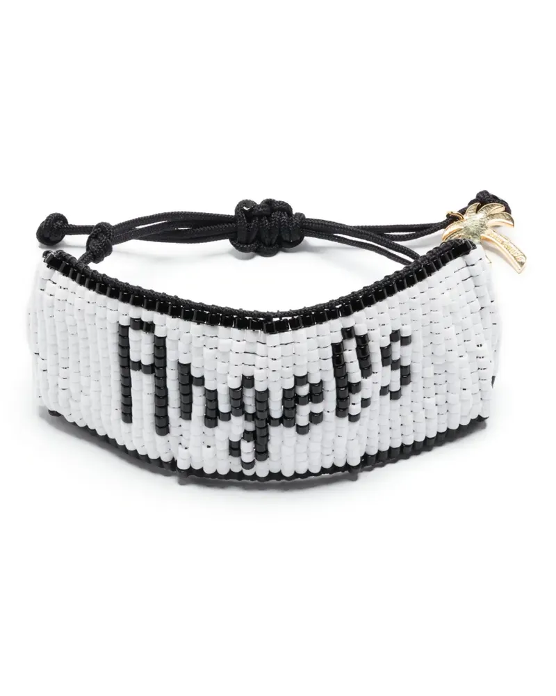 Palm Angels Perlenarmband mit Logo - Weiß Weiß