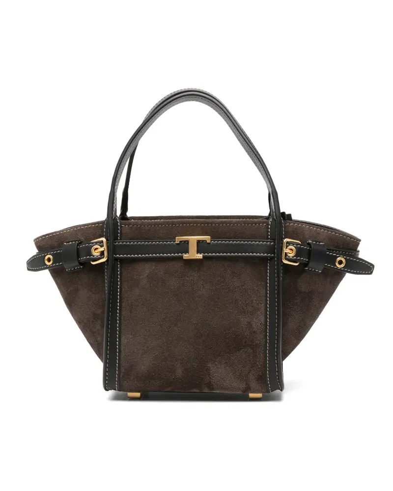 TOD'S Mini T Timeless Tote Bag mit Schnalle - Braun Braun