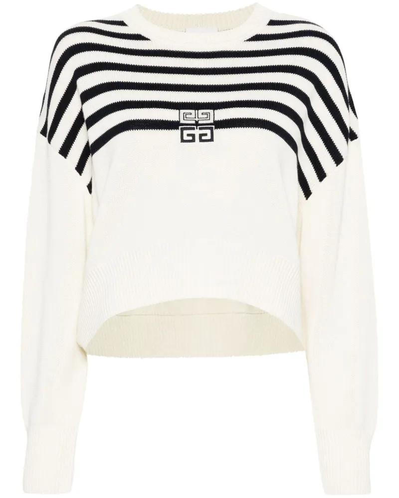 Givenchy Gestreifter Pullover mit 4G-Stickerei Weiß