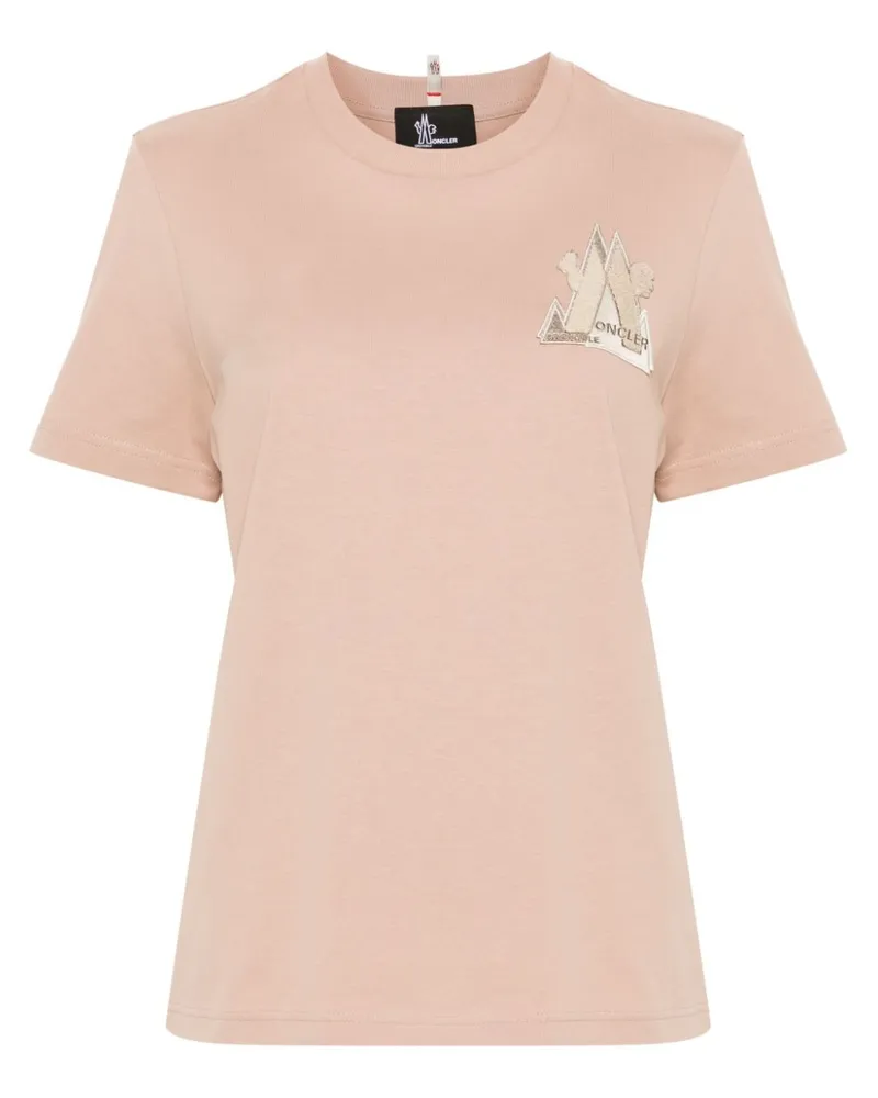 Moncler T-Shirt mit Gebirgs-Logo - Nude Nude