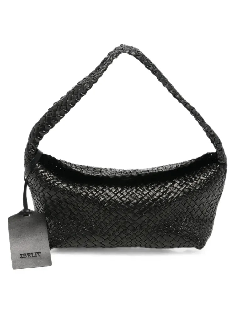 IBELIV Aura Tote Bag aus gewebtem Leder - Schwarz Schwarz