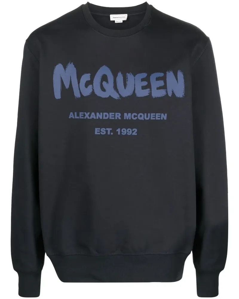 Alexander McQueen Sweatshirt mit Graffiti-Print - Blau Blau