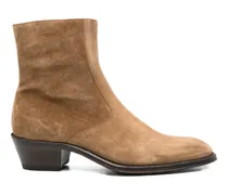 suede side-zip cowboy boots - Braun