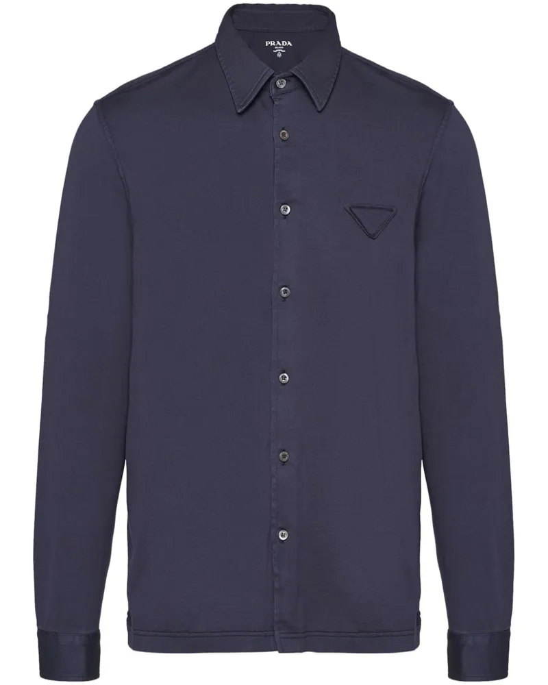 Prada Hemd mit Logo-Patch - Blau Blau