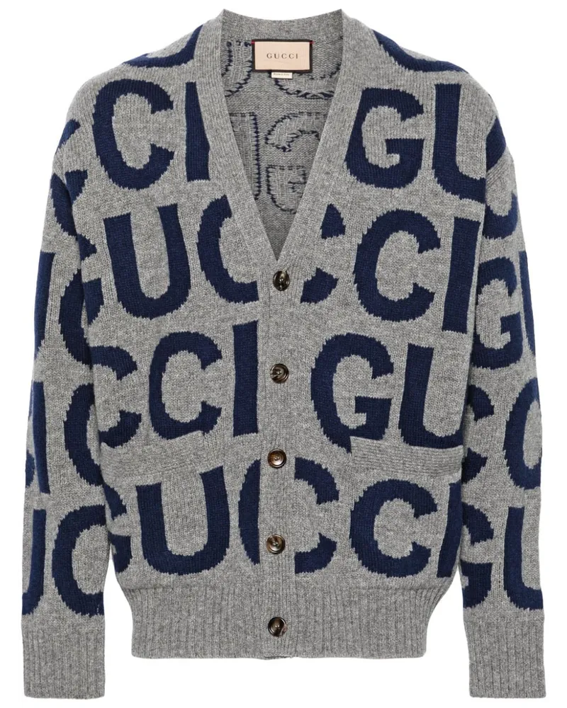 Gucci Cardigan mit Intarsien-Logo - Grau Grau