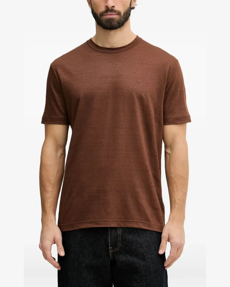 Gant logo-embroidered T-shirt - Braun Braun