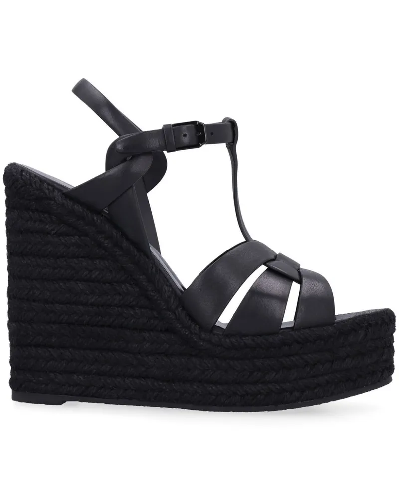 Saint Laurent Tribute Wedge-Sandalen 140mm - Schwarz Schwarz