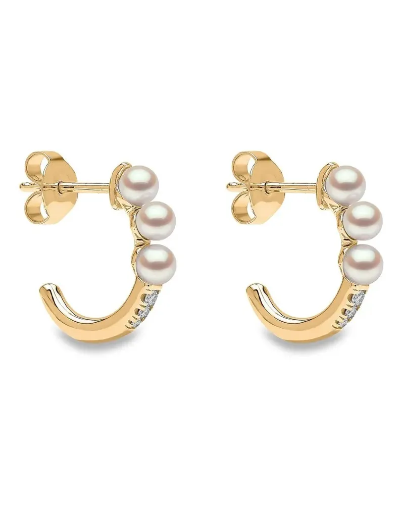 YOKO London 18kt Eclipse Gelbgoldcreolen mit Akoya-Perlen und Diamanten Gold
