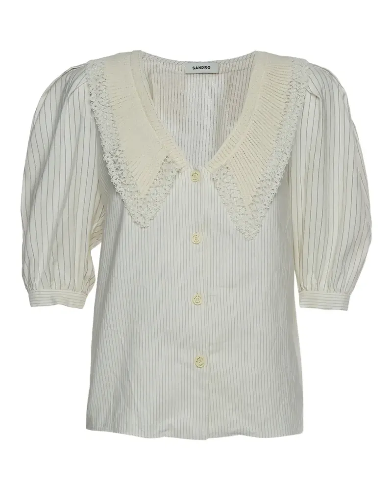 Sandro Clairon Bluse mit Nadelstreifen - Weiß Weiß
