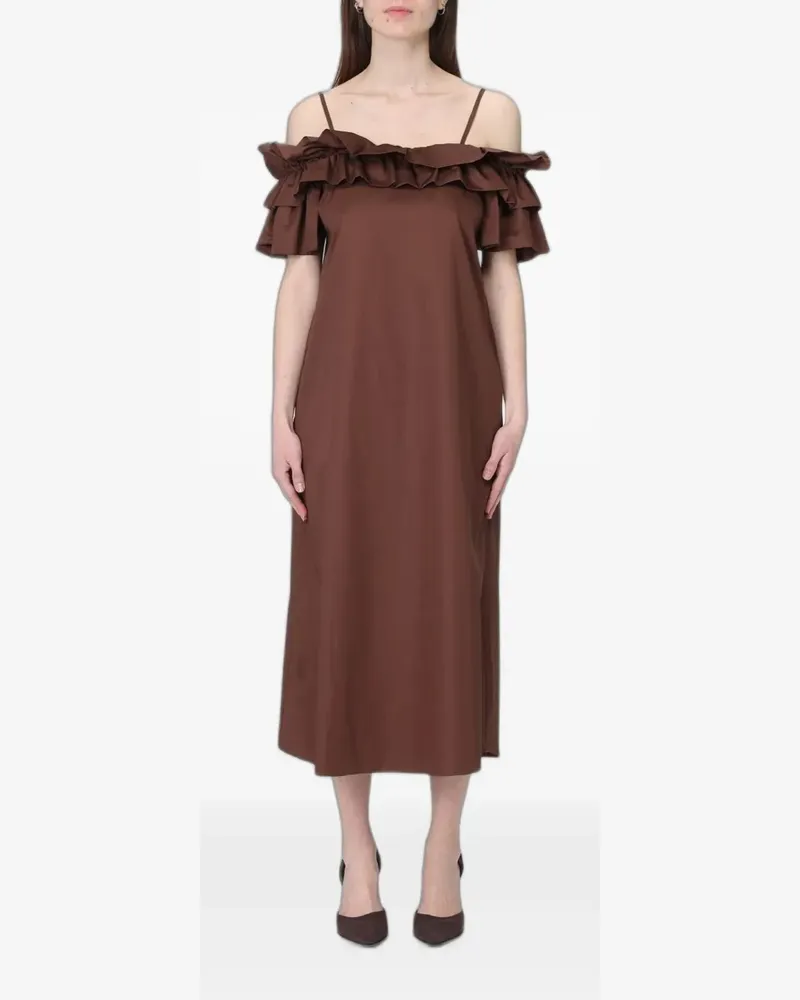 Hanita ruffled off-the-shoulder midi dress - Braun Braun