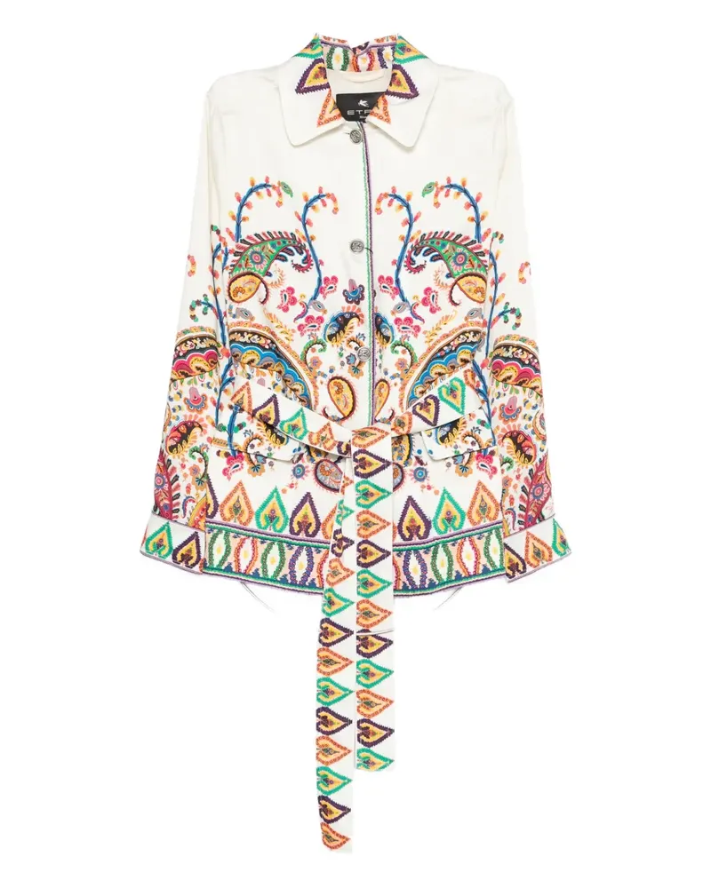 Etro paisley-print belted jacket - Nude Nude