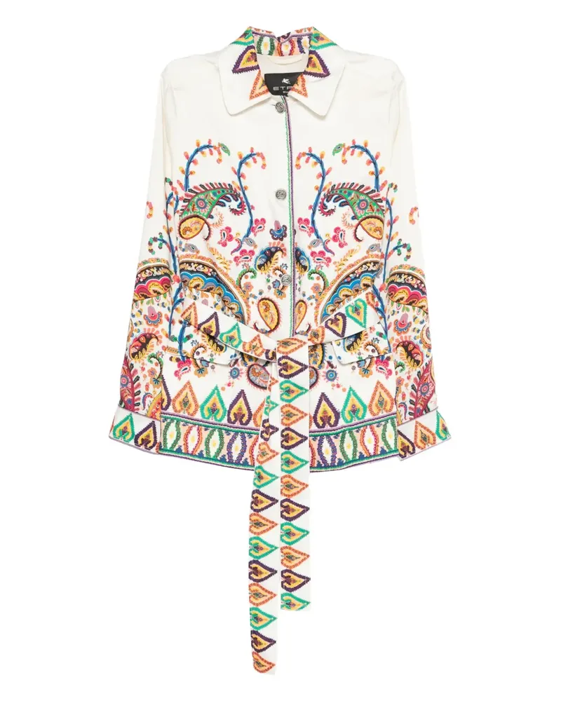 Etro paisley-print belted jacket - Nude Nude