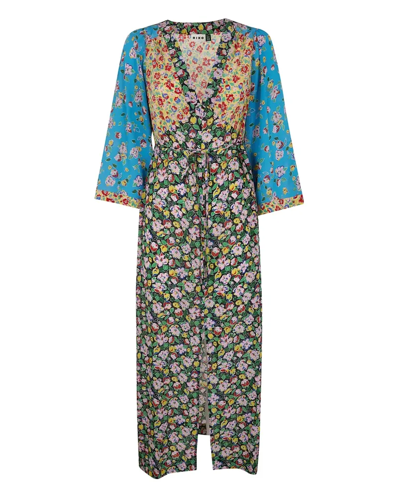 RIXO floral belted midi dress - Schwarz Schwarz