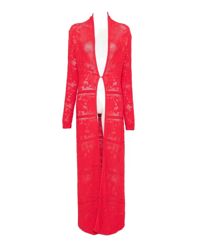 Blumarine crochet-knit long-line cardigan - Rot Rot