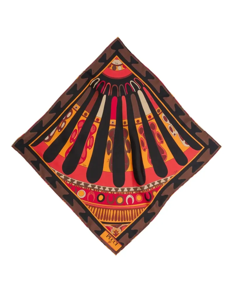 Emilio Pucci Kleiner Carrè-Schal mit Soleil-Print - Schwarz Schwarz