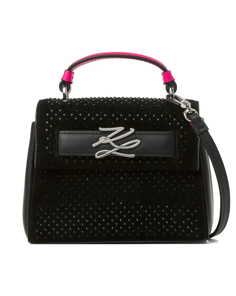 Karl Lagerfeld K/Autograph rhinestone-embellished shoulder bag - Schwarz Schwarz