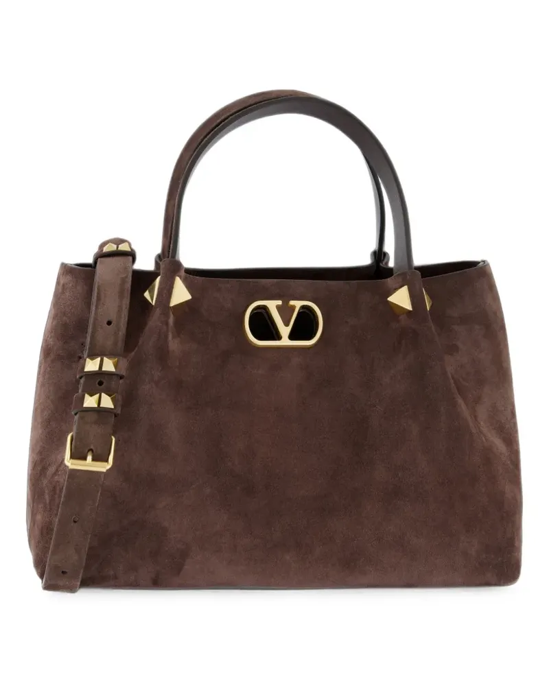 Valentino Garavani Kleine Shopping Bag aus weichem Wildleder - Braun Braun