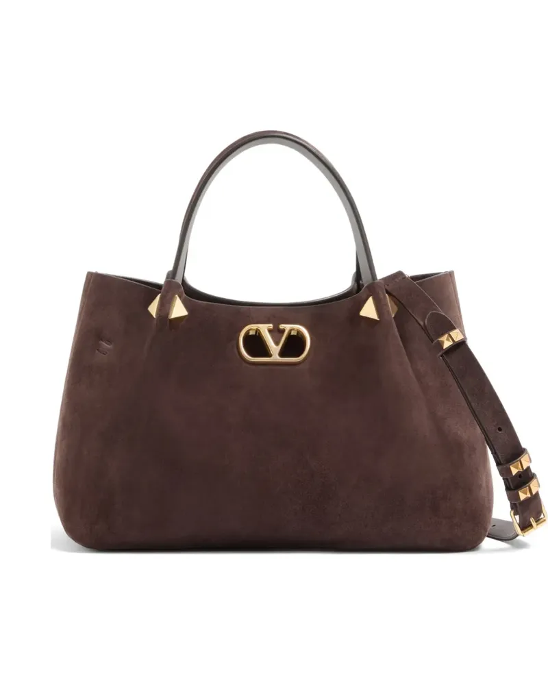 Valentino Garavani Kleine Shopping Bag aus weichem Wildleder - Braun Braun