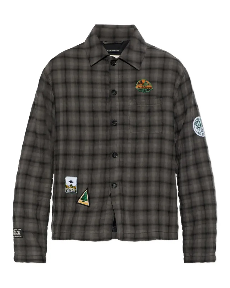 Song For The Mute quilted checked shirt jacket - Grau Grau