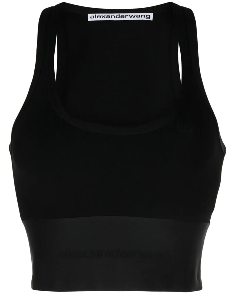 Alexander Wang Cropped-Top mit Logo - Schwarz Schwarz