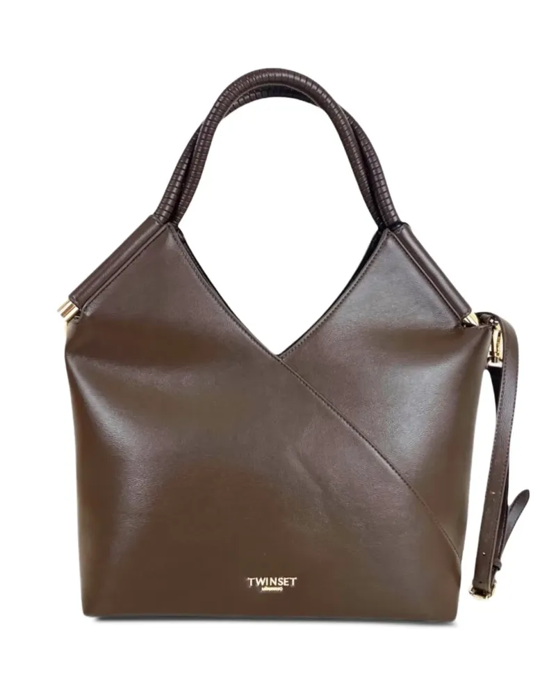 Twin-Set Handtasche mit Logo-Schild - Braun Braun