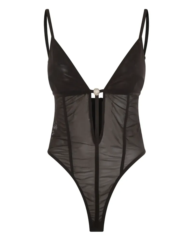 NISSA velvet-finish bodysuit - Schwarz Schwarz